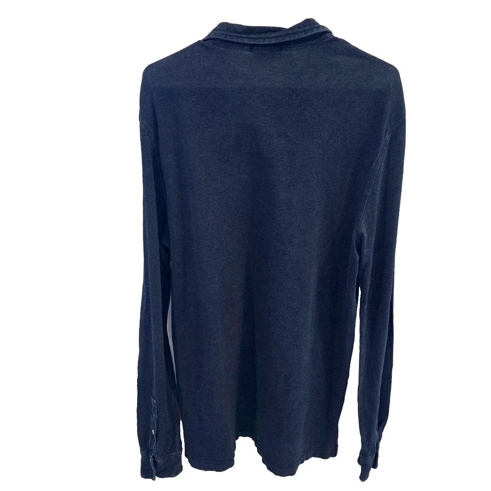 Polo Ralph Lauren Mens Blue Featherweight Mesh Long Sleeve Polo Shirt Size M